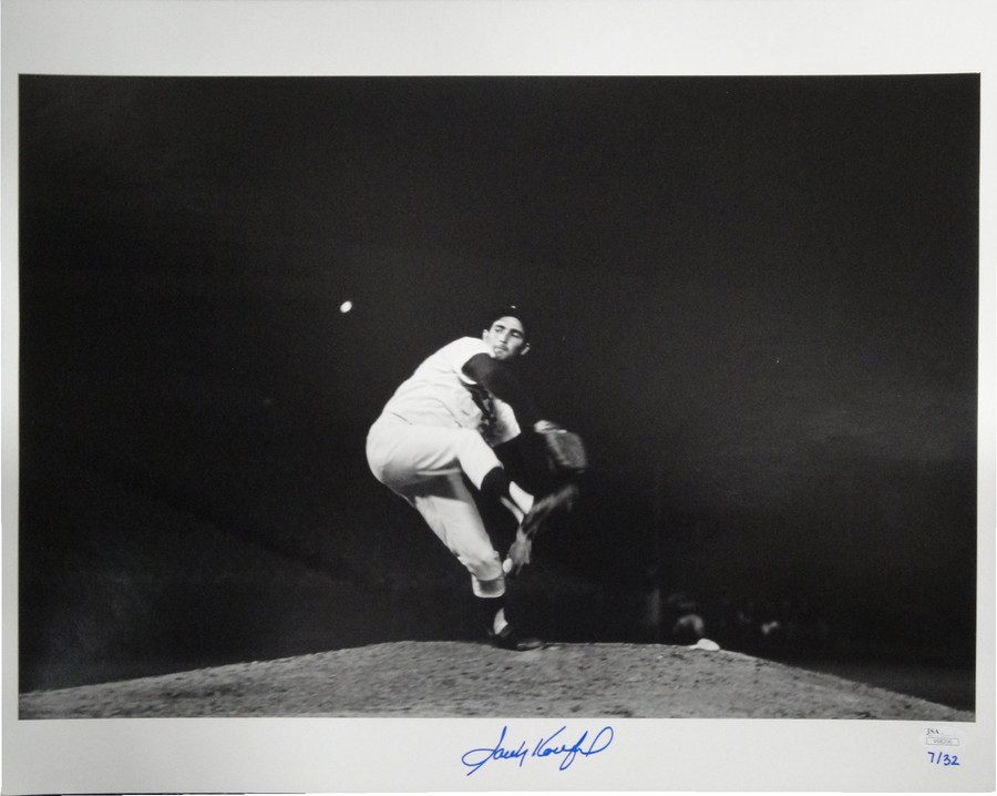 Sandy Koufax Hand Signed Autographed 16X20 Photo Dodgers Pitching Low Leg JSA/32