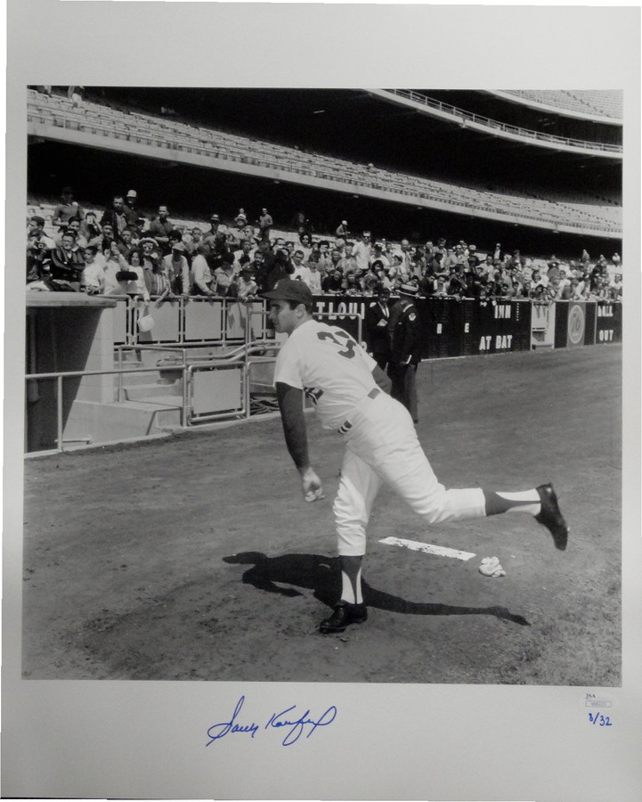 Sandy Koufax Hand Signed Autographed 16X20 Photo Dodgers Warming Up JSA /32
