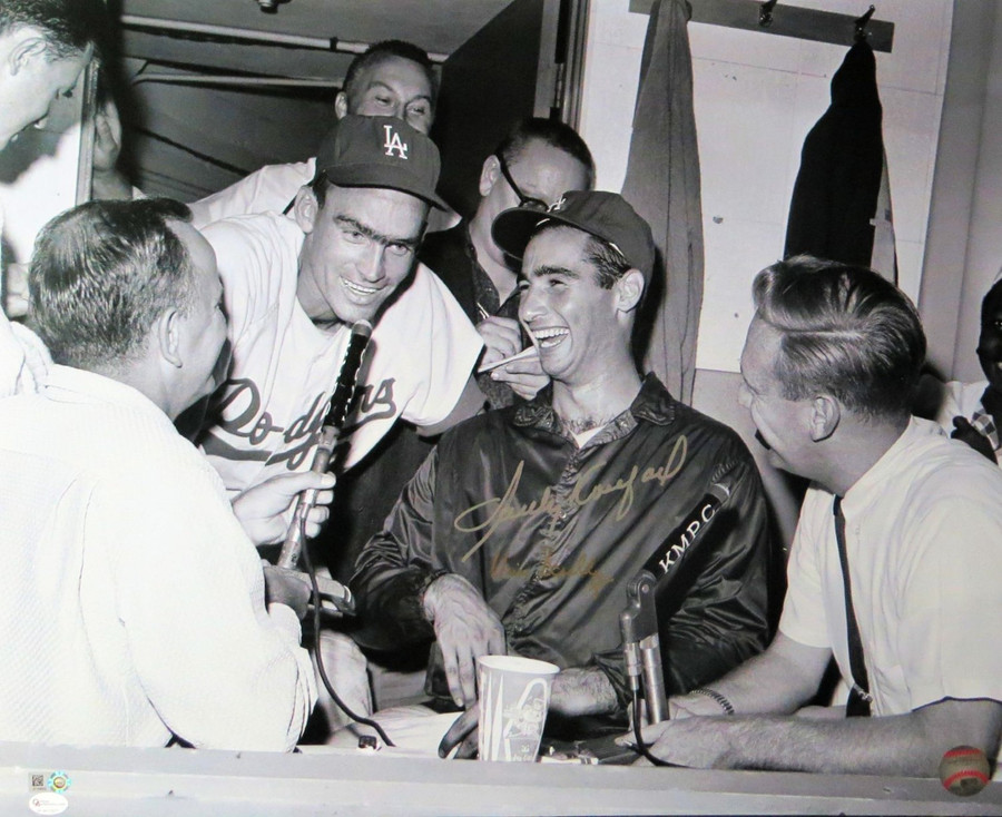 Sandy Koufax Vin Scully Dual Autographed 16X20 Photo Dodgers Legends OA 8417677
