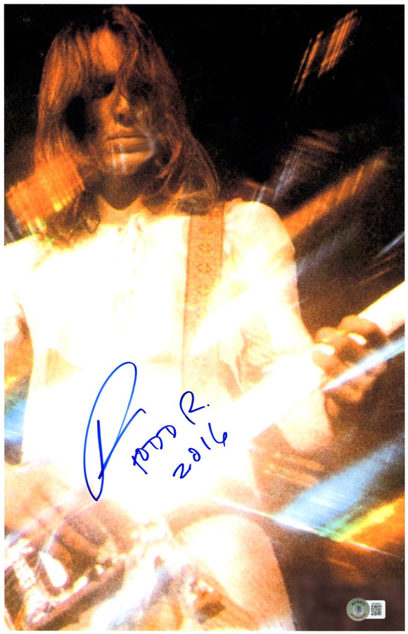 Todd Rundgren Signed Autographed 11X17 Photo Vintage Trip w/Gutar BAS BH25003