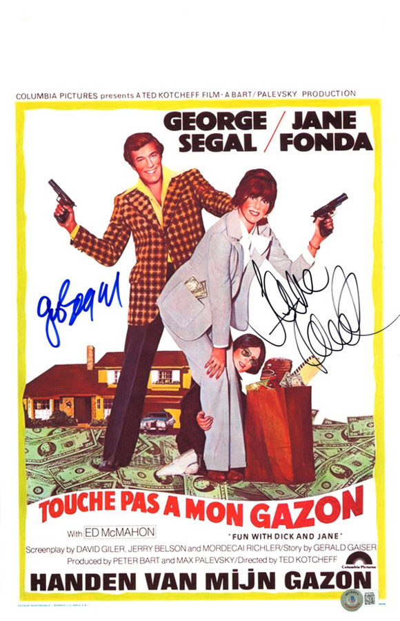 Jane Fonda George Segal Signed Autographed 11X17 Photo Dick and Jane BAS BH27996