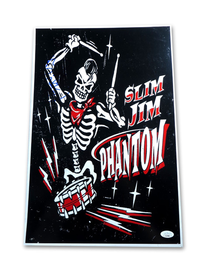Slim Jim Phantom Signed Autographed 12X18 Photo Stray Cats Drummer JSA AL29588