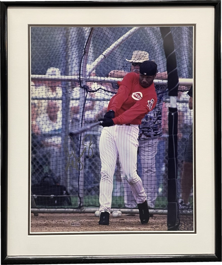 Ken Griffey Jr. Signed Autographed Framed 16x20 Photo Batting Reds 249/300 UDA