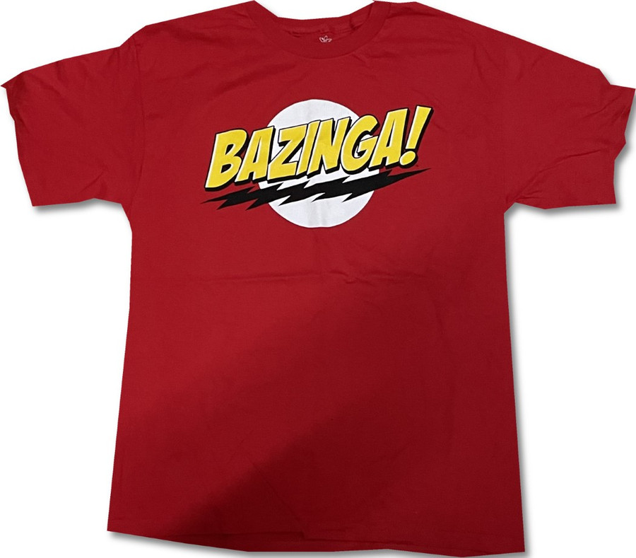 The Big Bang Theory Red T-Shirt "Bazinga" Size Large Sheldon Penny Leonard