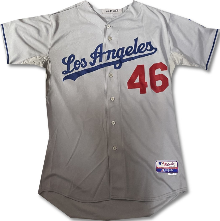 Bob Schaefer Team Issued Away Grey Majestic Jersey Dodgers XL / Xlarge MLB