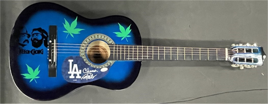 Cheech & Chong Autographed Pickguard Huntington Guitar Dodgers JSA AM81461