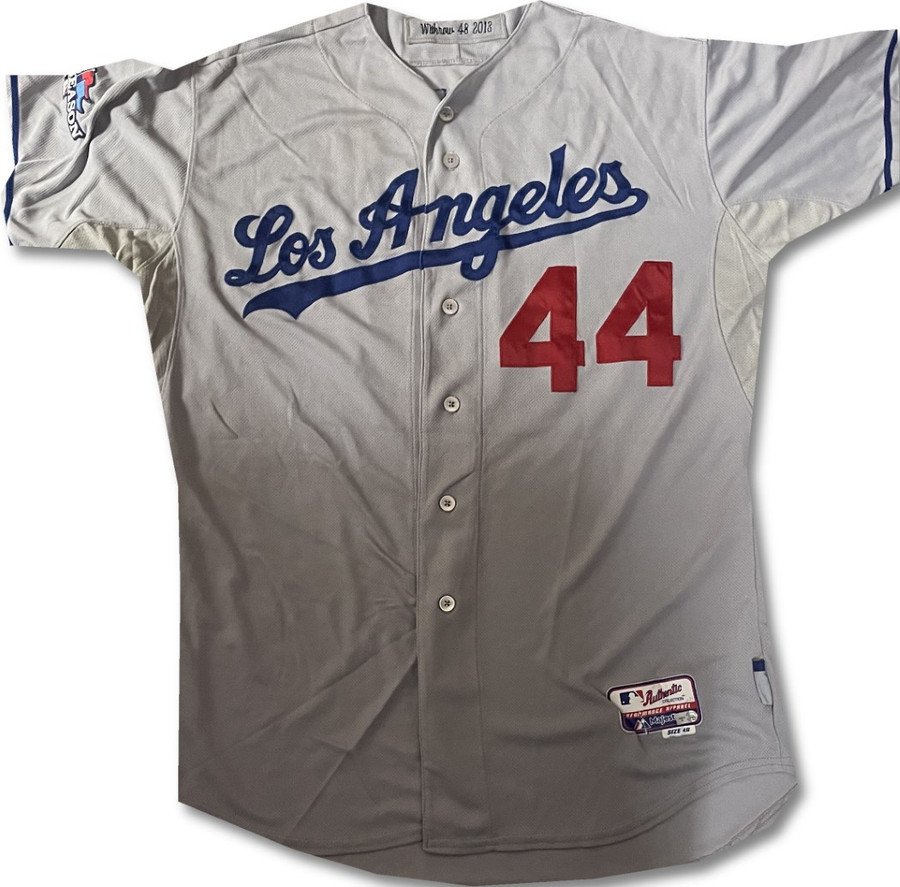 Chris Withrow Team Issued Away Grey Majestic Jersey Dodgers XL / Xlarge MLB