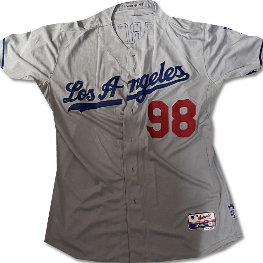Onelki Garcia Team Issued Away Grey Majestic Jersey Dodgers XL / Xlarge MLB