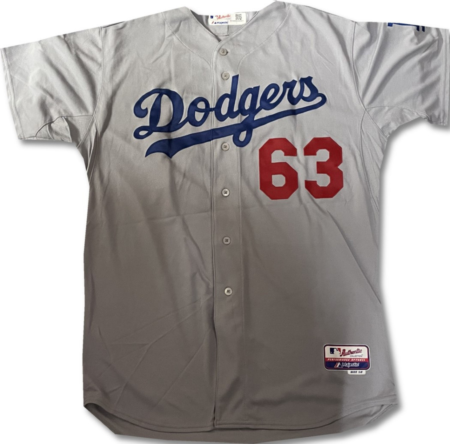 Yimi Garcia Team Issued Away Grey Majestic Jersey Dodgers 2XL / 2XLarge MLB