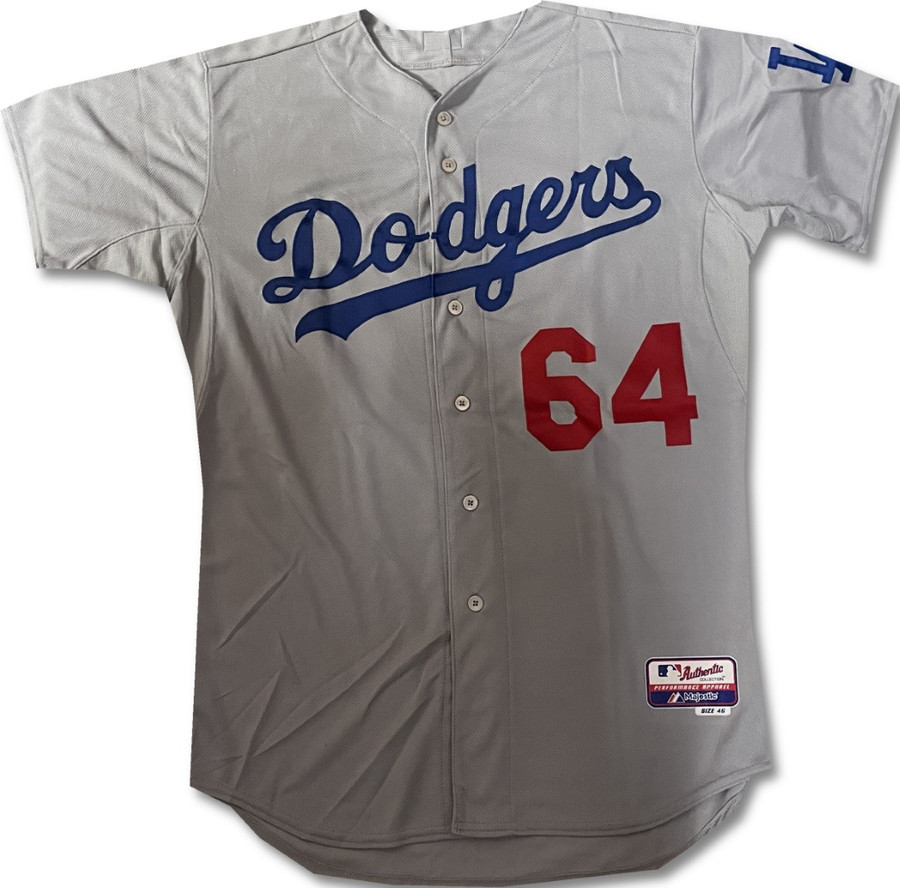 Daniel Coulombe Team Issued Away Grey Majestic Jersey Dodgers XL / Xlarge MLB