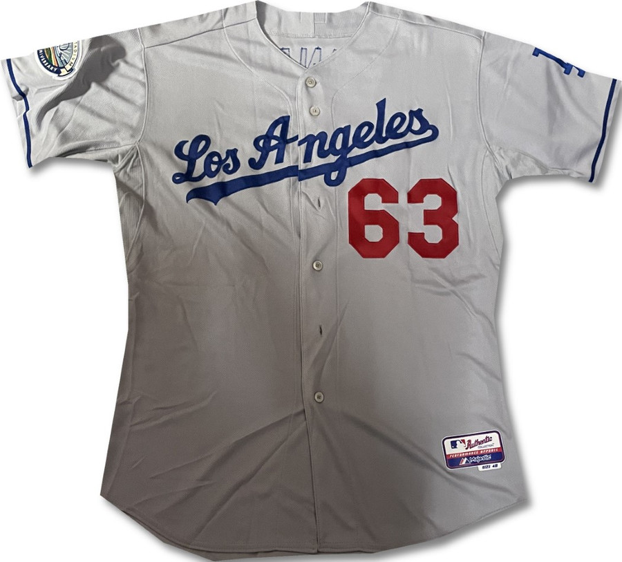 Lorenzo Bundy Team Issued Away Grey Majestic Jersey Dodgers XL / Xlarge MLB