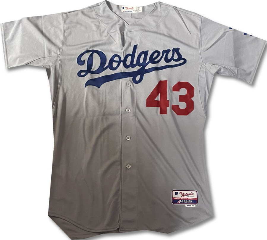 Brandon League #43 Team Issued Away Grey Majestic Jersey Dodgers XL / Xlarge MLB