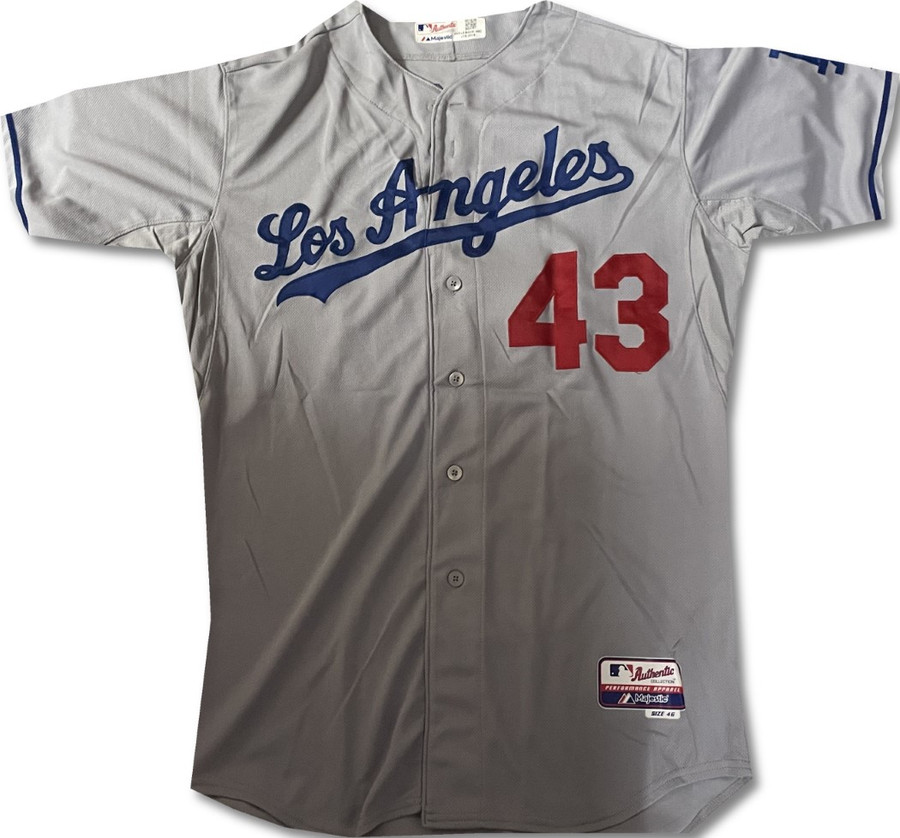 Brandon League Team Issued Away Grey Majestic Jersey #43 Dodgers XL / Xlarge MLB