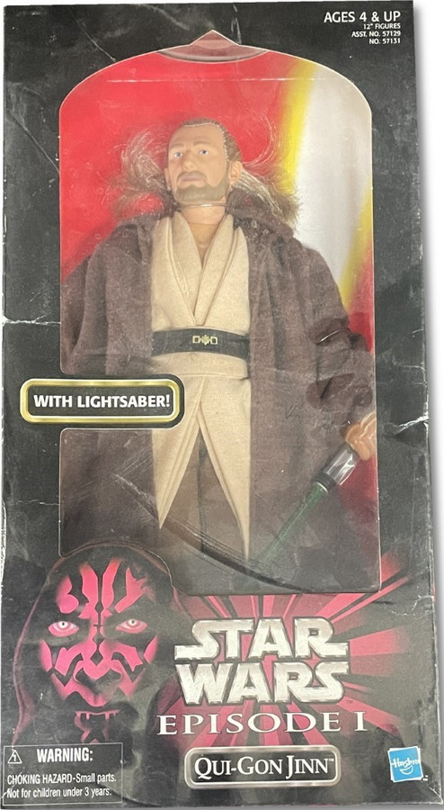 Qui-Gon Jinn Action Figure Star Wars Episode 1 W/ Lightsaber Box DAMAGED