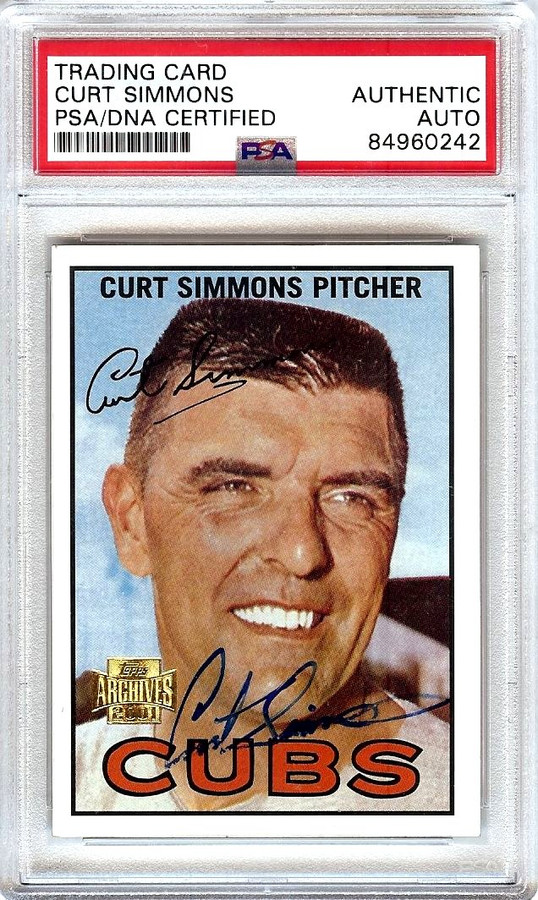 Curt Simmons 2001 Topps Archives Hand Signed Autograph Cubs #39 PSA 0242