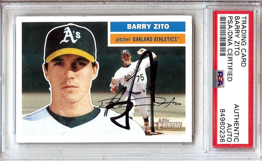 Barry Zito 2005 Topps Heritgage Hand Signed Autograph Athletics #185 PSA 0236