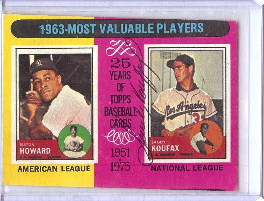 Sandy Koufax 1975 Topps Hand Signed Autograph 1963 MVPs #201 JSA AR14239