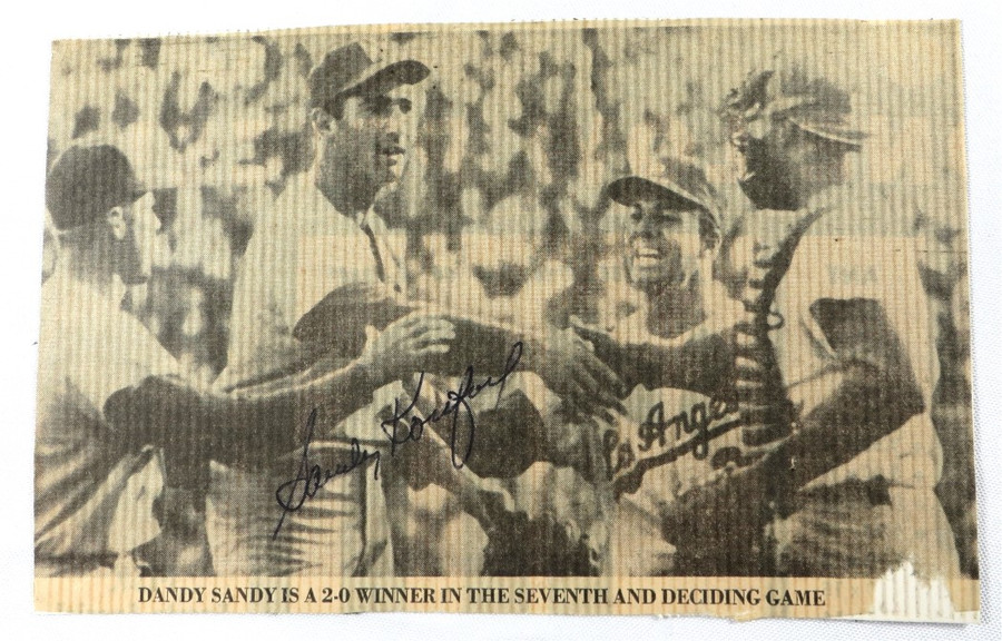 Sandy Koufax Signed Autographed Small Photo Dodgers B/W Vintage JSA AI03091