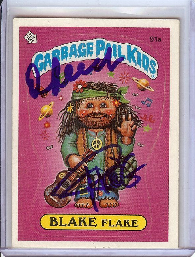 Cheech Marin Tommy Chong Autographed Garbage Pail Kid Sticker Blake BAS BL36965