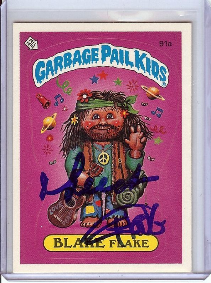 Cheech Marin Tommy Chong Autographed Garbage Pail Kid Sticker Blake BAS BL36972