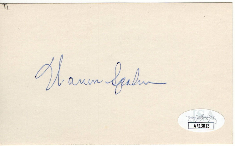 Warren Spahn Signed Autographed Index Card Braves HOFer JSA AR13013