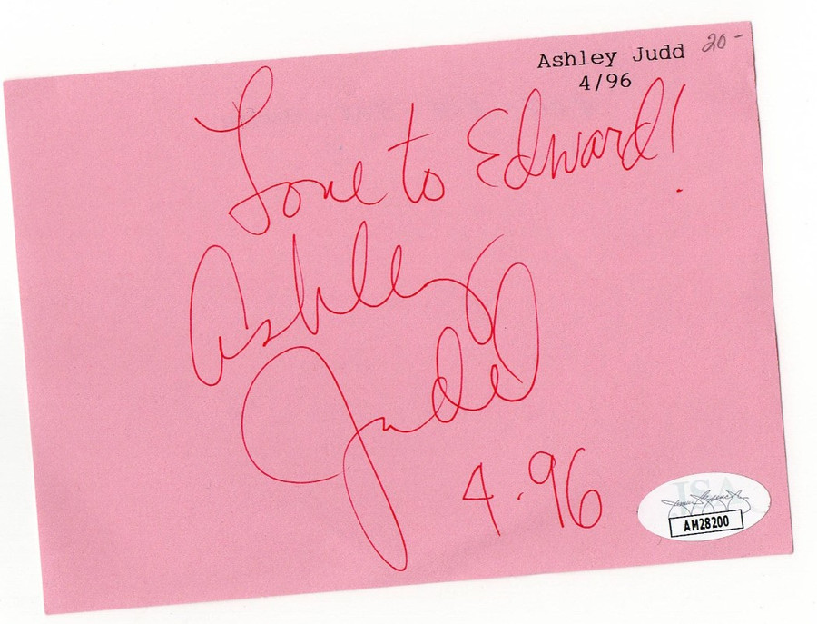 Ashley Judd Signed Autographed Index Card Kiss the Girls JSA AM28200