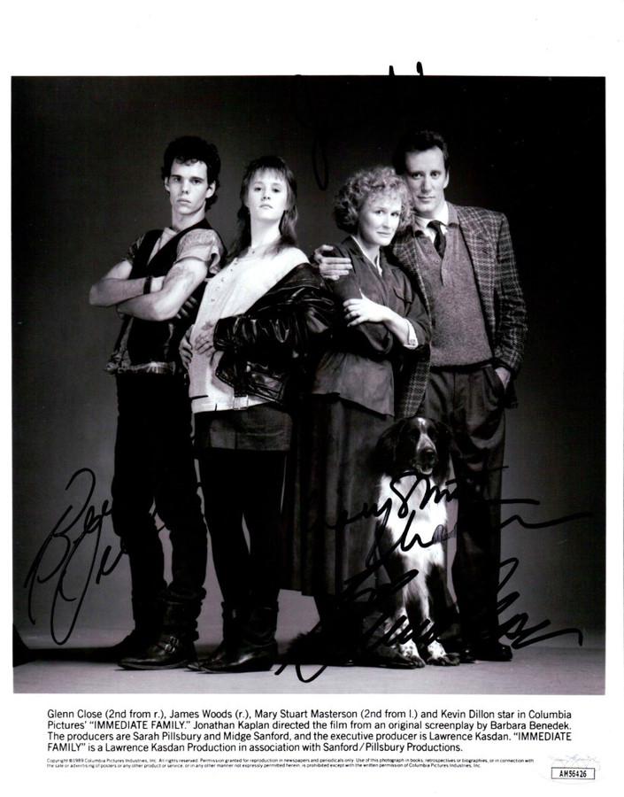 Immediate Family Cast Autographed 8X10 Photo Glenn Close Woods +2 JSA AM56426