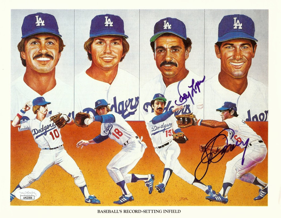 Steve Garvey Davey Lopes Signed Autographed 8.5X11 Photo Dodgers JSA AM23506