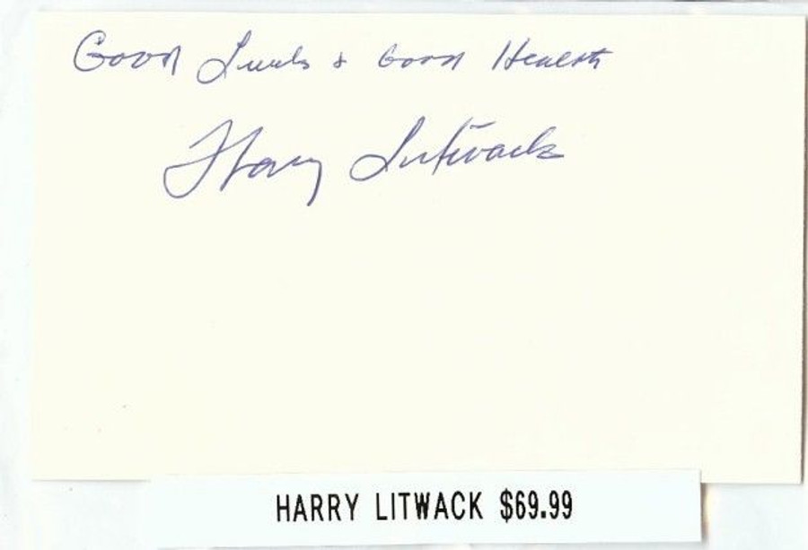 Harry Litwack Signed Index Card Auto Autograph Temple