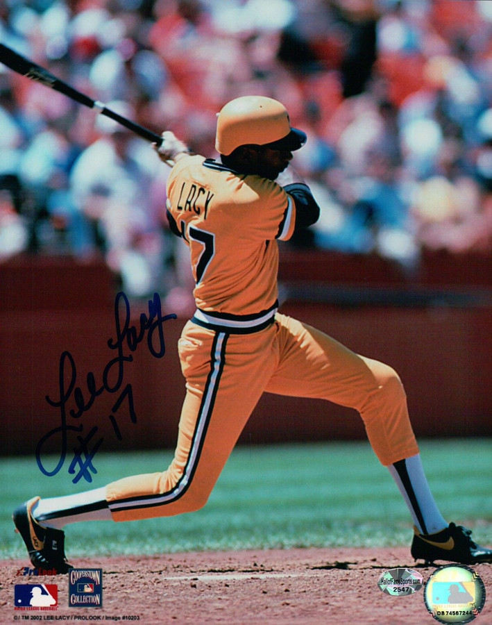 Lee Lacy Signed 8X10 Photograph Autograph "#17" Pirates Blue Ink Auto w/COA