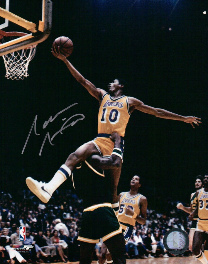 Norm Nixon Signed 8X10 Photo Autograph Lay-Up vs. Utah Jazz LA Lakers w/COA