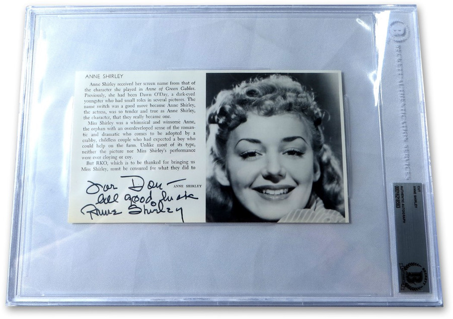 Anne Shirley Signed Autograph Cut Signature Anne of Green Gables BAS Encased 583
