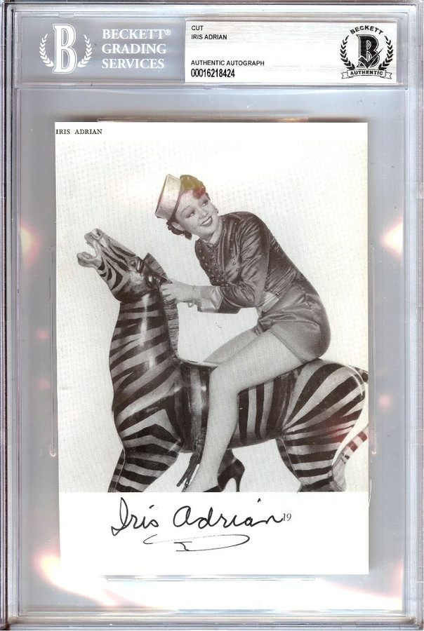 Iris Adrian Signed Autograph Cut Signature Hollywood Actress BAS Encased 8424