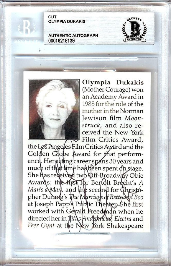 Olympia Dukakis Signed Autograph Cut Signature Moonstruck BAS Encased 8139