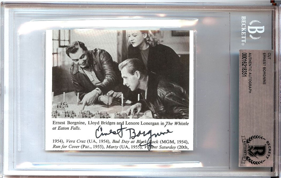 Ernest Borgnine Autograph Cut Signature Whistle at Eaton Falls BAS Encased 8351