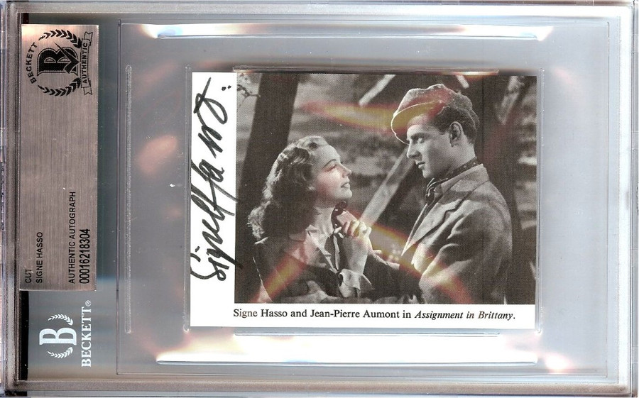 Signe Hasso Autograph Cut Signature Assignment in Brittany BAS Encased 8304