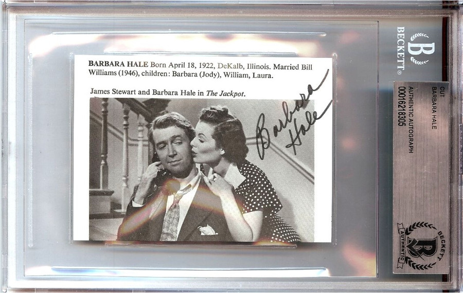 Barbara Hale Signed Autograph Cut Signature The Jackpot BAS Encased 8305