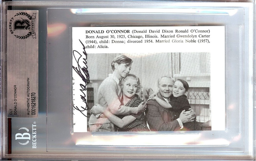 Donald O'Connor Autograph Cut Signature Singin' In the Rain BAS Encased 8270