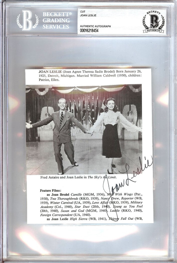 Joan Leslie Signed Autograph Cut Signature The Sky's the Limit BAS Encased 8454