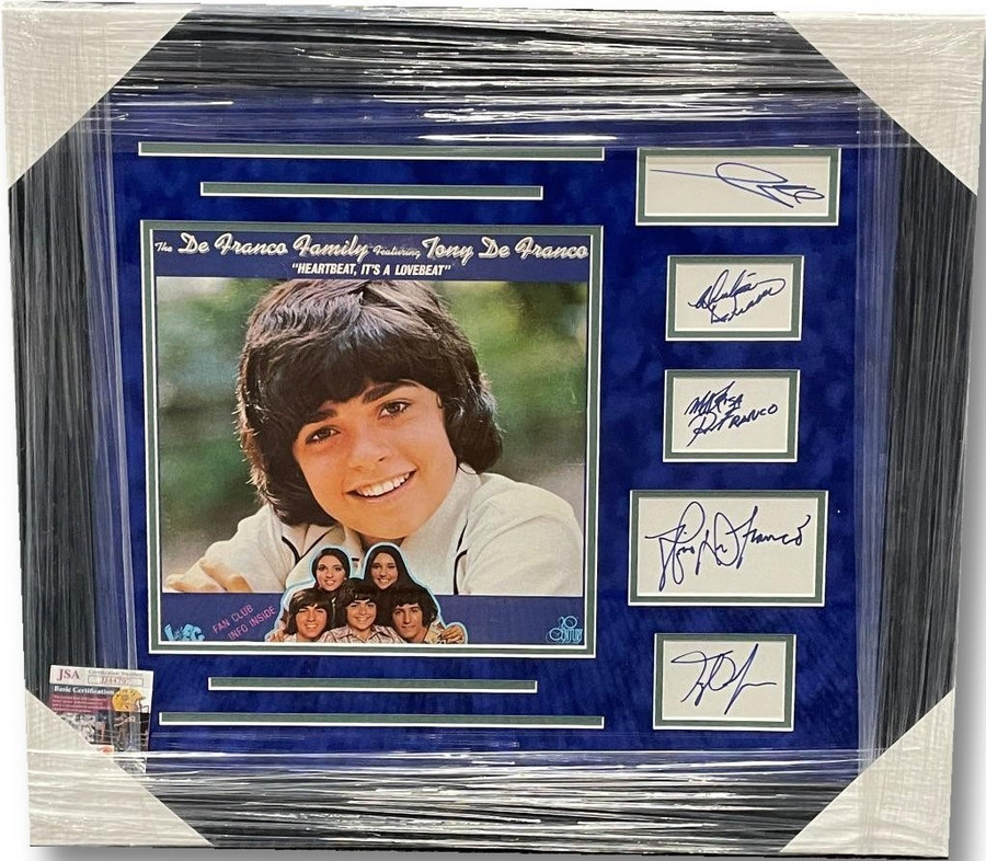 THE DeFRANCO Family signed x5 Framed LP Collage Heartbeat Lovebeat JSA JJ44707