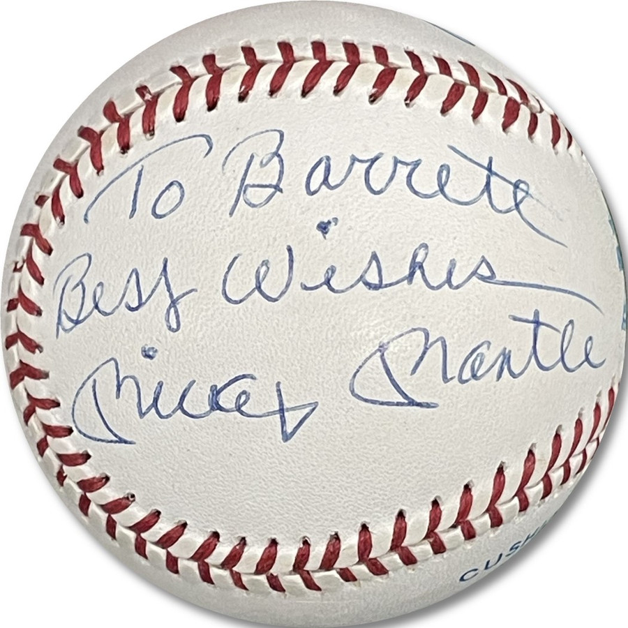 Mickey Mantle Signed Autographed Baseball Best Wishes Barrett JSA XX91465