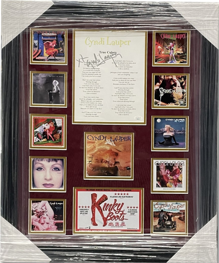 Cyndi Lauper Signed Autographed 8x10 True Colors Lyric Sheet Custom Framed JSA