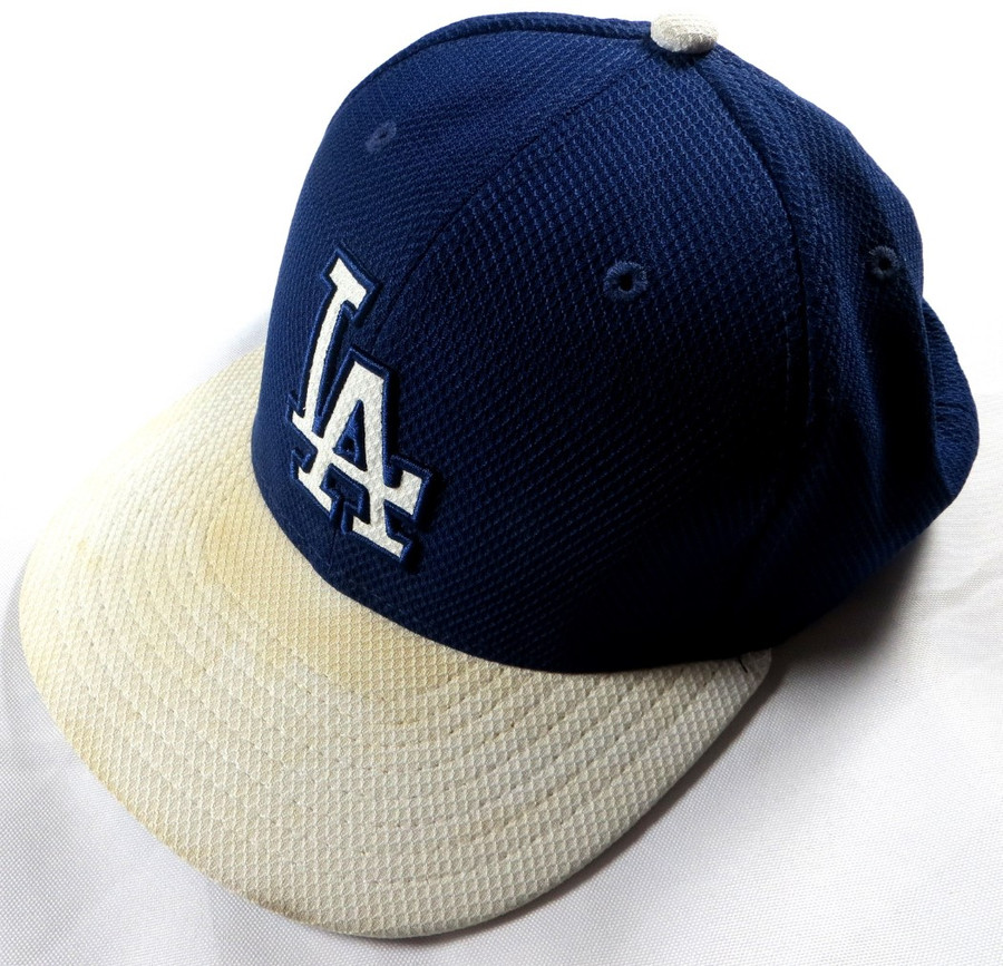 Los Angeles Dodgers Unsigned Team Issue Hat White Bill #49 Size 7 1/14
