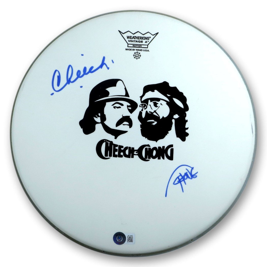 Cheech Marin Tommy Chong Dual Signed Autographed 12" Custom Drumhead  BAS W19947