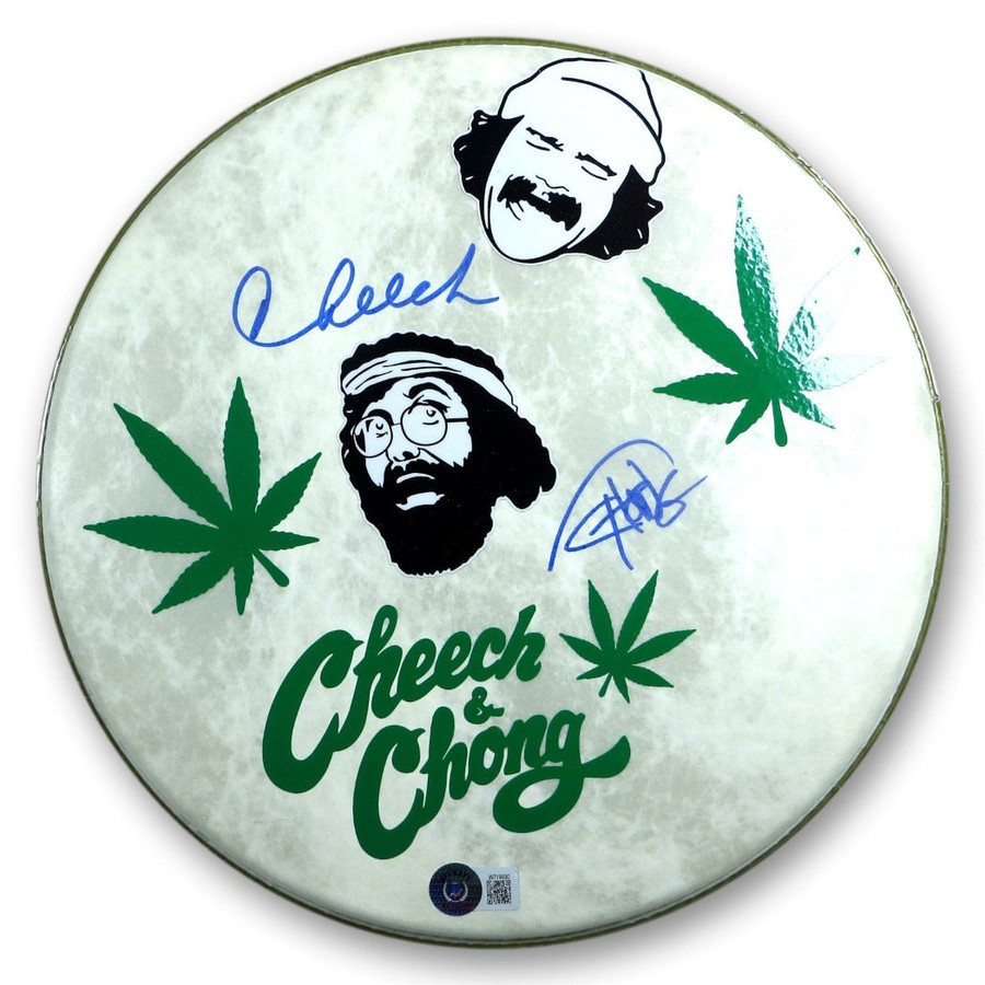 Cheech Marin Tommy Chong Dual Signed Autographed 11" Custom Drumhead  BAS W19930