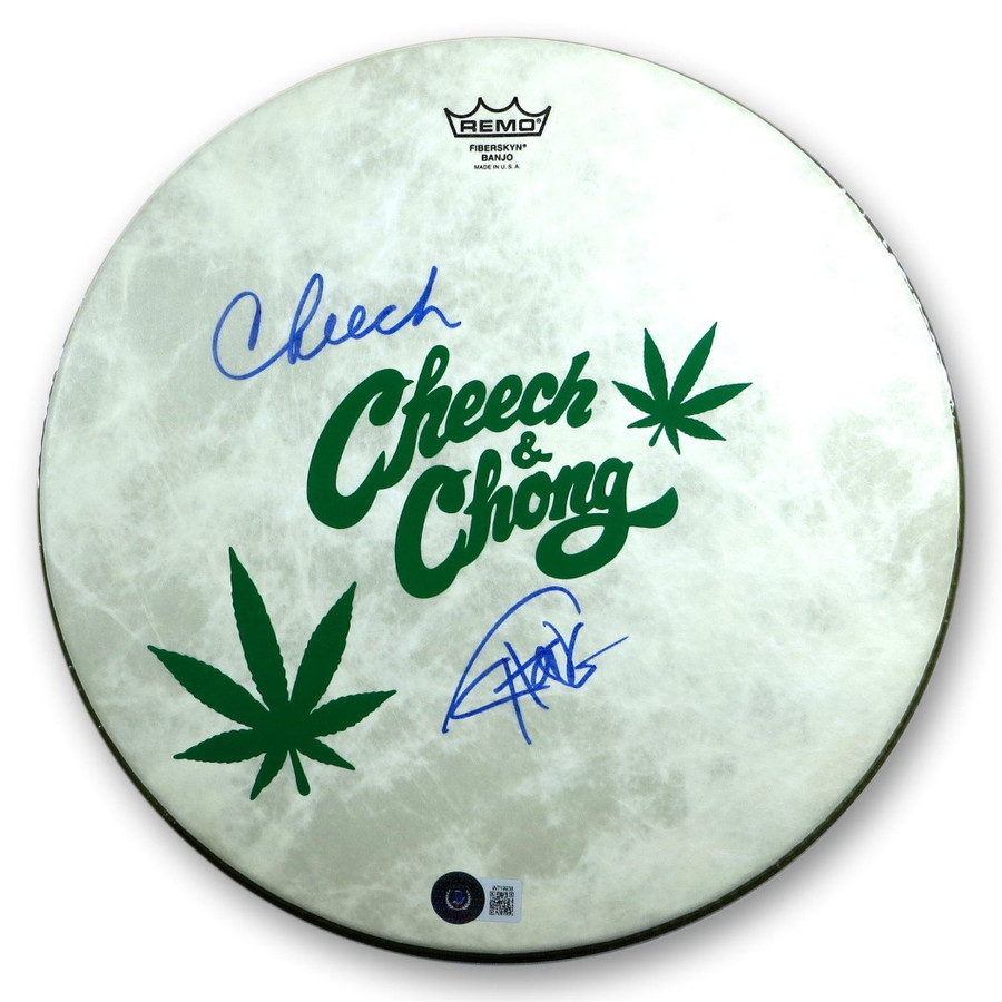Cheech Marin Tommy Chong Dual Signed Autographed 11" Custom Drumhead  BAS W19938