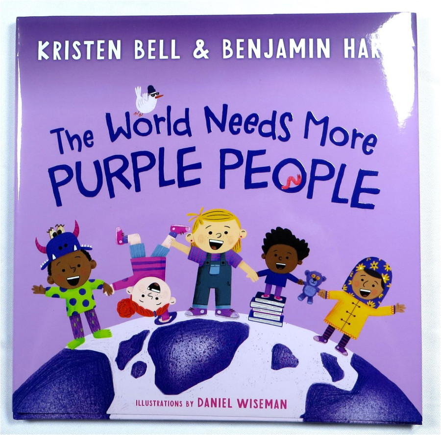 Kristen Bell Benjamin Hart Signed Autographed Book Purple People JSA MM49695