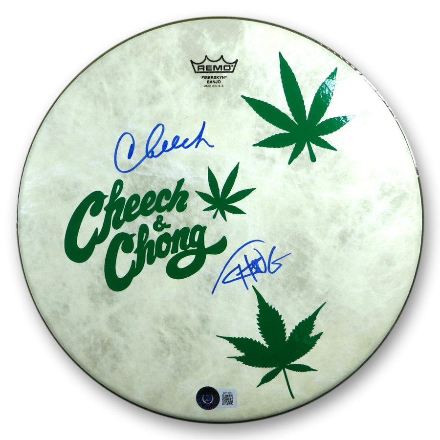 Cheech Marin Tommy Chong Dual Signed Autographed 11" Custom Drumhead  BAS W19937
