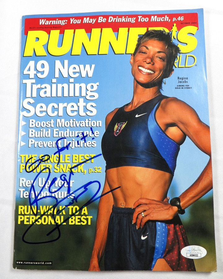 Regina Jacobs Signed Autographed Magazine Runner's World Olympian JSA AS84022