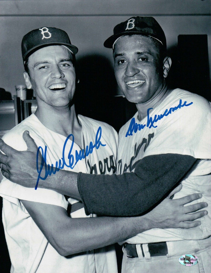 Don Newcombe/Gino Cimoli Signed 8X10 Photo Dual Autograph Locker Room Auto w/COA